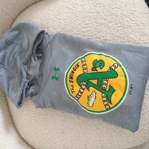 Under Armour Gray and Green Swingin' A's Hoodie